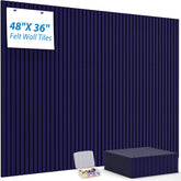 MaxGear Cork Boards for Walls 48" x 36", 12 Pack Navy Blue Felt Wall Tiles Bulletin Boards with Slat Paneling, 3D Panels Push Pin Board for Office Wall Decor