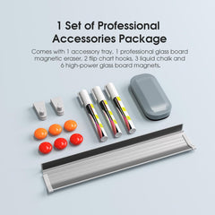 MaxGear Glass White Boards 36x24 Inches, Wall Mounted Magnetic Glass Dry Erase Board Black, Large Frameless Whiteboard with 1 Eraser,3 Markers and 6 Magnets for Office, School, Home