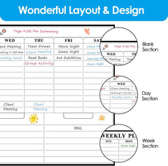 MaxGear White Board 36"x24" Weekly & 16"x24" Monthly Dry Erase Board Dry Erase Calendar Adhesive Calendar Whiteboard for Wall, Office, Conference Room, Classroom, Home, 1 Eraser, 4 Markers, 4 Magnets