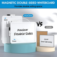 MaxGear Small White Board for Wall, 16"x 12" Double-Sided Magnetic Hanging Dry Erase Board with a Black Marker, Portable Whiteboard for Planning, Drawing, Memo, to Do List