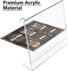 MaxGear Acrylic Sign Holder 8.5x11 Inches Horizontal 6 Pack, Slant Back Clear Flyer Menu Holder Table Top Plastic Display Stands Paper Frames for Office, Store, Restaurants, Landscape