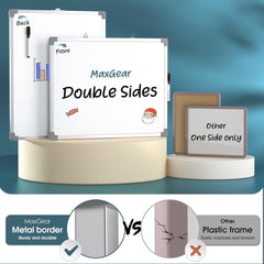 MaxGear Small White Board Aluminum Frame, 11"x14" Double-Sided Dry Erase Board, Mini Writing Board Dry Erase, Small Whiteboard Portable for Hanging on The Wall for School Home Office