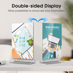 MaxGear Acrylic Sign Holder Table Card Display 4 X 6 inches Clear Sign Display Holder Plastic Table Menu Stand Double Sided Ad Picture Frame for Office, Home, Store, Restaurant, 6 Pack