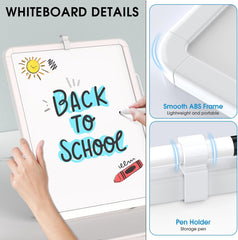MaxGear Small White Board for Wall, 16"x 12" Double-Sided Magnetic Hanging Dry Erase Board with a Black Marker, Portable Whiteboard for Planning, Drawing, Memo, to Do List
