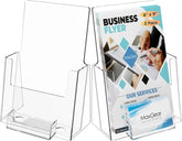 MaxGear Brochure Holder 6x9 inch with Business Card Organizer, Acrylic Literature Display Stand Clear Plastic Flyer Holder Wall Mount or Countertop Use for Pamphlets, Booklets, 2 Pack
