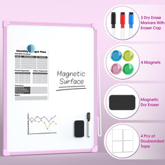 MaxGear Double-Sided Dry Erase Board for Wall, 16"x12" Hanging Whiteboard, Small Dry Erase White Board kit, Portable Whiteboard for Students - Planning, Drawing, Memo, to Do List, Purple Frame