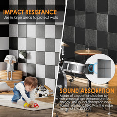 MaxGear Cork Boards for Walls 2 Pack Dark Gray Felt Wall Tiles, 11.8" × 11.8" Dartboard Wall Protector Cork Board for Office Pin Board Tack Board Cork Board