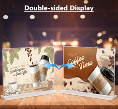 MaxGear 8.5 X 11 Acrylic Sign Holder Horizontal 2Pack, Double Sided Display Stand, Clear Table Sign Flyer Menu Holders, Plastic Paper Stand Picture Frame for Office, Store, Restaurant