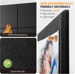 MaxGear Large Cork Board for Wall 47" x 35" Black Bulletin Board, 12 Pack Felt Wall Tiles with Pushpins, Cork Boards for Office Pin Board Tack Board for Photo Meno Decor