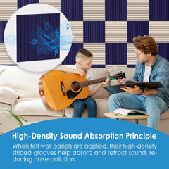 MaxGear Cork Boards for Walls 48" x 36", 12 Pack Navy Blue Felt Wall Tiles Bulletin Boards with Slat Paneling, 3D Panels Push Pin Board for Office Wall Decor