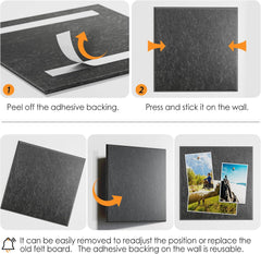 MaxGear Cork Boards for Walls 2 Pack Dark Gray Felt Wall Tiles, 11.8" × 11.8" Dartboard Wall Protector Cork Board for Office Pin Board Tack Board Cork Board