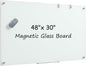 MaxGear Glass White Board 48x30 Inches Brilliance White Magnetic Dry Erase Board Wall Mounted Whiteboard, Large Frameless Whiteboard with 1 Eraser,3 Markers and 6 Magnets for Office, School, Home