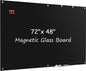 MaxGear Glass White Boards 48x36 Inches, Wall Mounted Magnetic Glass Dry Erase Board Black, Large Frameless Whiteboard with 1 Eraser,3 Markers and 6 Magnets for Office, School, Home