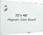 MaxGear Magnetic Glass Dry Erase White Board 60" x 40", Wall Mounted Glass Dry Erase Board, Large Frameless Whiteboard with 1 Eraser, 3 Markers and 6 Magnets for Office, School, Home