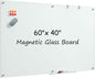 MaxGear Magnetic Glass Dry Erase White Board 60" x 40", Wall Mounted Glass Dry Erase Board, Large Frameless Whiteboard with 1 Eraser, 3 Markers and 6 Magnets for Office, School, Home