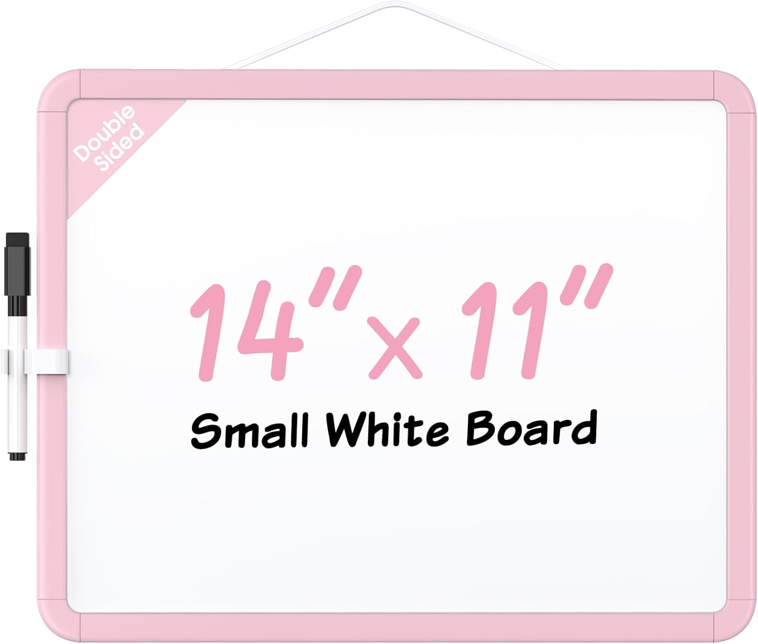 MaxGear Small White Board for Wall, 14"x 11" Mini Double-Sided Magnetic Hanging Dry Erase Board with a Black Marker, Portable Whiteboard for Planning, Drawing, Memo, to Do List, Purple Frame