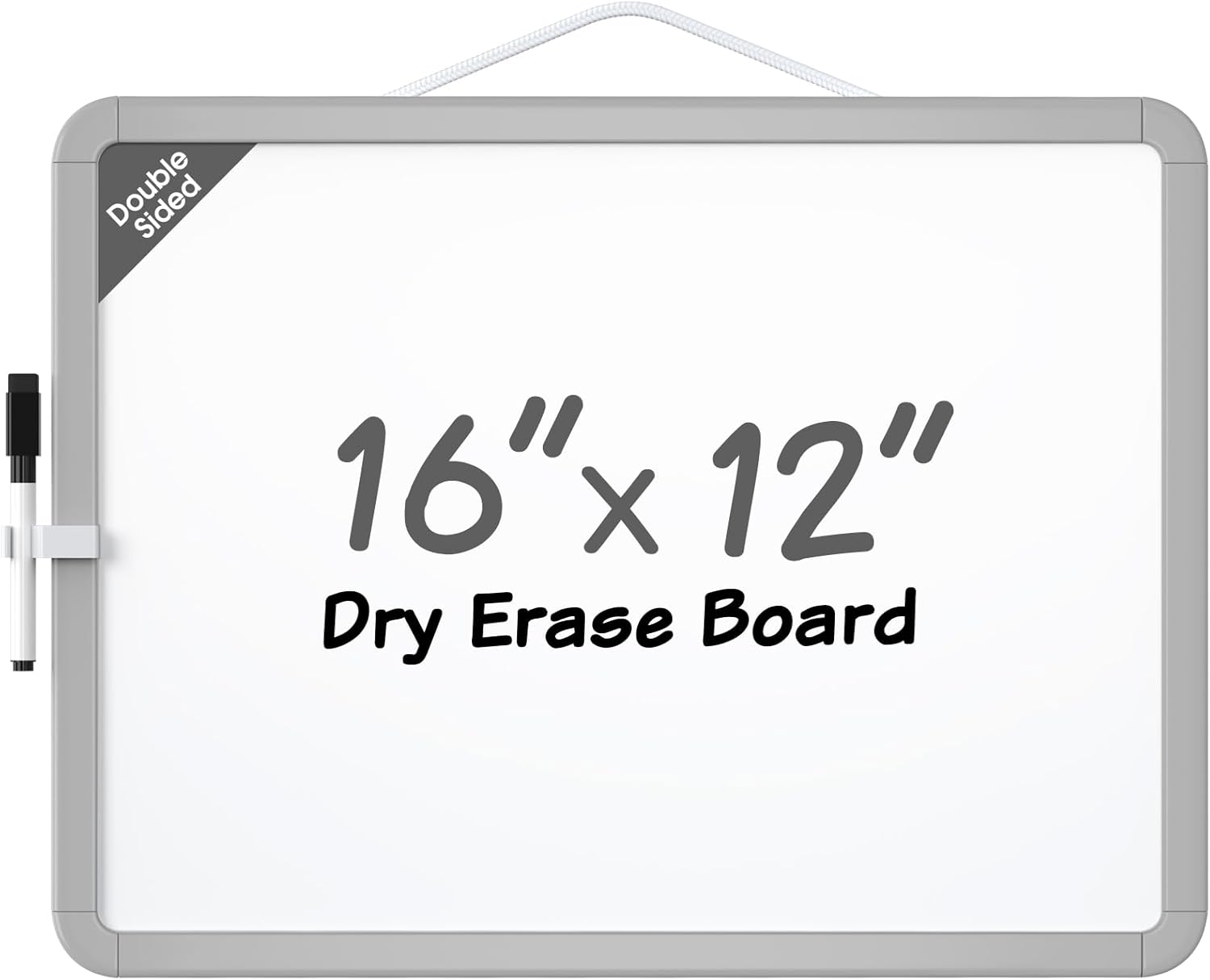 MaxGear Small White Board for Wall, 16"x 12" Double-Sided Magnetic Hanging Dry Erase Board with a Black Marker, Portable Whiteboard for Planning, Drawing, Memo, to Do List