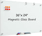 MaxGear Glass White Boards 48x36 Inches, Wall Mounted Magnetic Glass Dry Erase Board Black, Large Frameless Whiteboard with 1 Eraser,3 Markers and 6 Magnets for Office, School, Home
