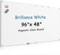 MaxGear Glass White Board 48x30 Inches Brilliance White Magnetic Dry Erase Board Wall Mounted Whiteboard, Large Frameless Whiteboard with 1 Eraser,3 Markers and 6 Magnets for Office, School, Home