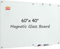 MaxGear Glass White Boards 36x24 Inches, Wall Mounted Magnetic Glass Dry Erase Board Black, Large Frameless Whiteboard with 1 Eraser,3 Markers and 6 Magnets for Office, School, Home