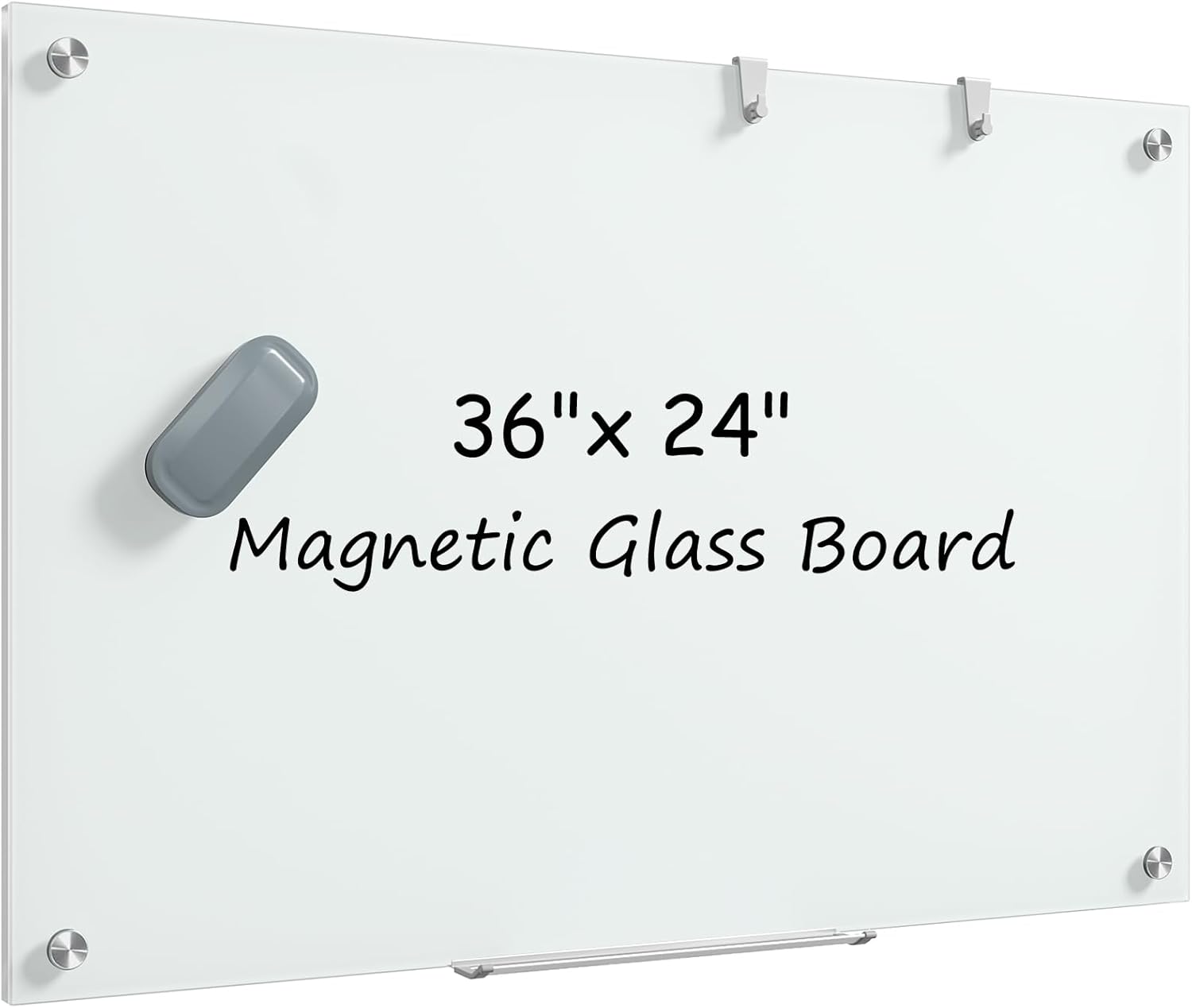 MaxGear Magnetic Glass Dry Erase White Board 60" x 40", Wall Mounted Glass Dry Erase Board, Large Frameless Whiteboard with 1 Eraser, 3 Markers and 6 Magnets for Office, School, Home