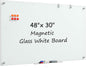 MaxGear Glass White Boards 48x36 Inches, Wall Mounted Magnetic Glass Dry Erase Board Black, Large Frameless Whiteboard with 1 Eraser,3 Markers and 6 Magnets for Office, School, Home