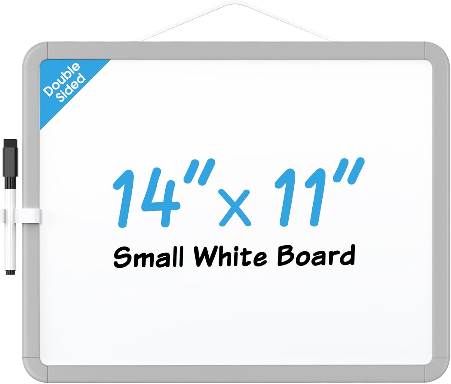 MaxGear Small White Board for Wall, 14"x 11" Mini Double-Sided Magnetic Hanging Dry Erase Board with a Black Marker, Portable Whiteboard for Planning, Drawing, Memo, to Do List, Purple Frame