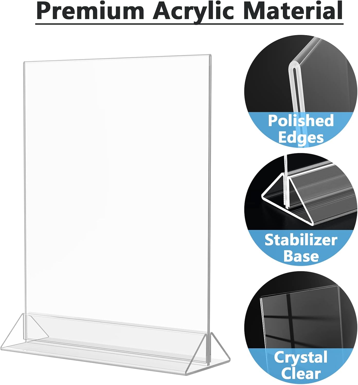 MaxGear 8.5 X 11 Acrylic Sign Holder 6pack, Clear Display Stand Plastic Paper Stand, Double Sided Picture Holder for Table, Vertical Menu Flyer Display for Stores, Restaurants, Hotels, Office
