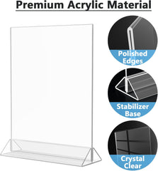 MaxGear 8.5 X 11 Acrylic Sign Holder 6pack, Clear Display Stand Plastic Paper Stand, Double Sided Picture Holder for Table, Vertical Menu Flyer Display for Stores, Restaurants, Hotels, Office