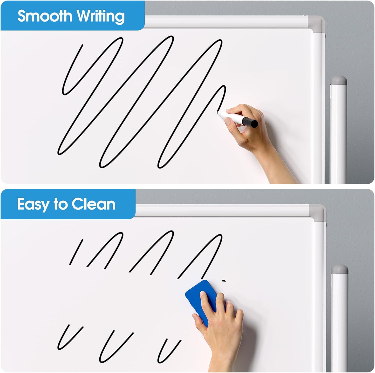 MaxGear Large Seamless Rolling White Board on Wheels, 72" x 40" Big Mobile Magnetic Dry Erase Board with Stand, Reversible Single-Piece Whiteboard with Aluminium Frame and Stand for Office and School
