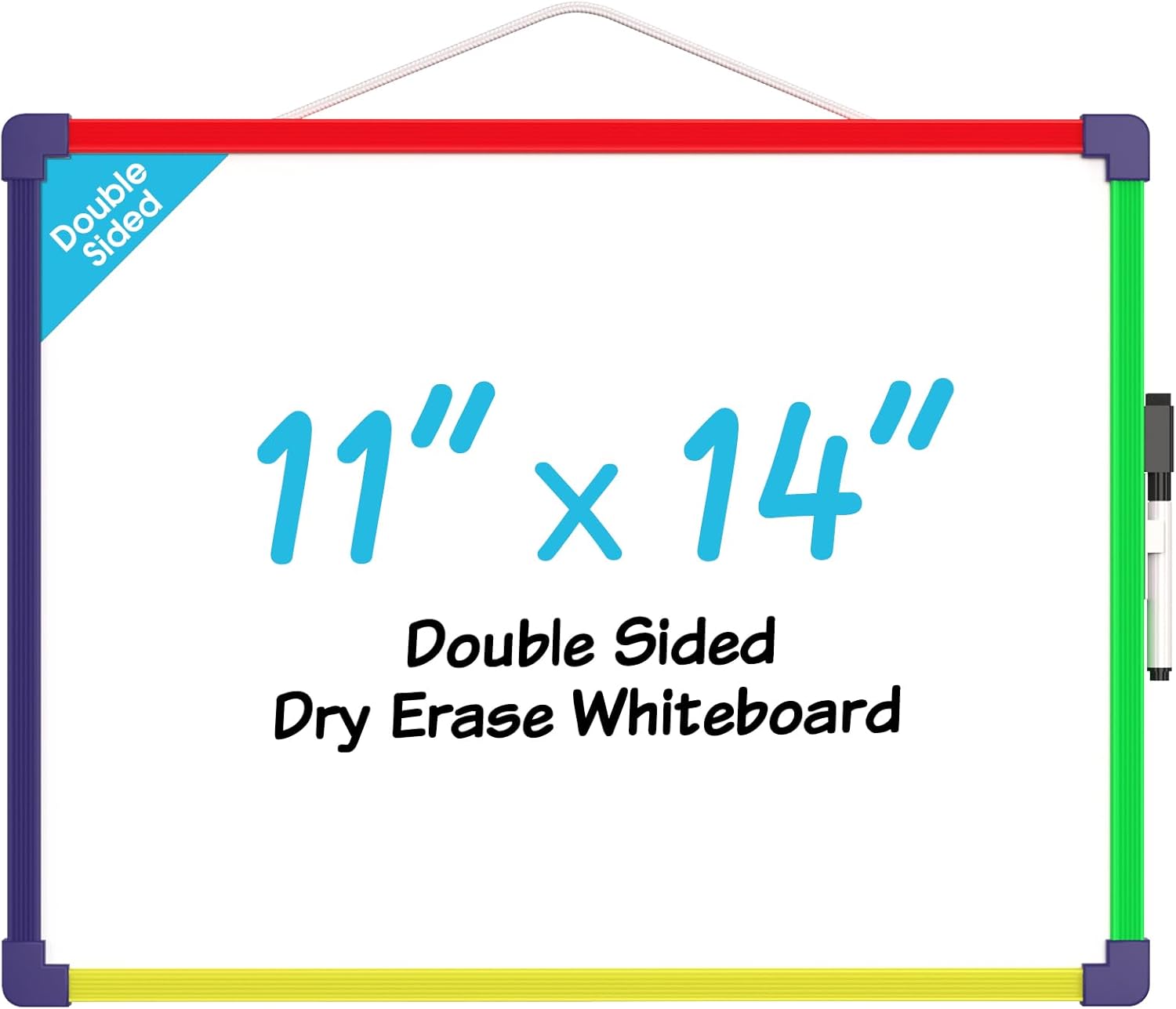 MaxGear Double-Sided Dry Erase Board for Wall, 16"x12" Hanging Whiteboard, Small Dry Erase White Board with 3 Markers&4 Magnets, Portable Whiteboard for Students - Planning, Drawing, Memo, to Do List