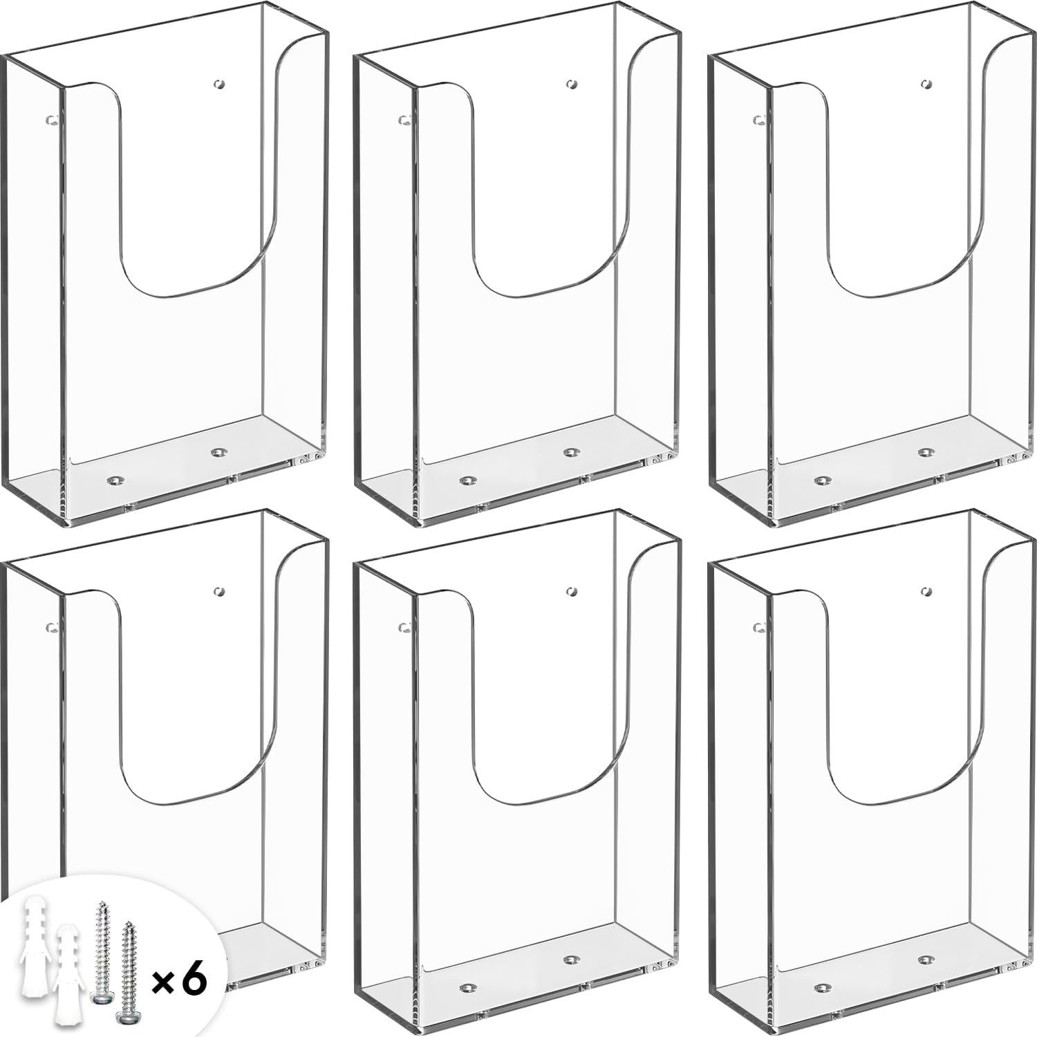 MaxGear Brochure Holder 4x9 inch Acrylic Literature Display Stand Clear Plastic Flyer Holder Wall Mount or Countertop Use for Pamphlets, Booklets, 3 Pack