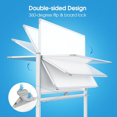 MaxGear Large Seamless Rolling White Board on Wheels, 72" x 40" Big Mobile Magnetic Dry Erase Board with Stand, Reversible Single-Piece Whiteboard with Aluminium Frame and Stand for Office and School