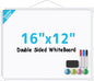 MaxGear Double-Sided Dry Erase Board for Wall, 16"x12" Hanging Whiteboard, Small Dry Erase White Board with 3 Markers&4 Magnets, Portable Whiteboard for Students - Planning, Drawing, Memo, to Do List