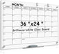 MaxGear Glass White Boards 48x36 Inches, Wall Mounted Magnetic Glass Dry Erase Board Black, Large Frameless Whiteboard with 1 Eraser,3 Markers and 6 Magnets for Office, School, Home