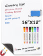 MaxGear Magnetic Black Dry Erase Board Sheet for Refrigerator, 16"x12" Fridge Magnetic Whiteboard for Kitchen, Fridge Shopping List for Family Planner and Grocery List, 4 Chalk Markers
