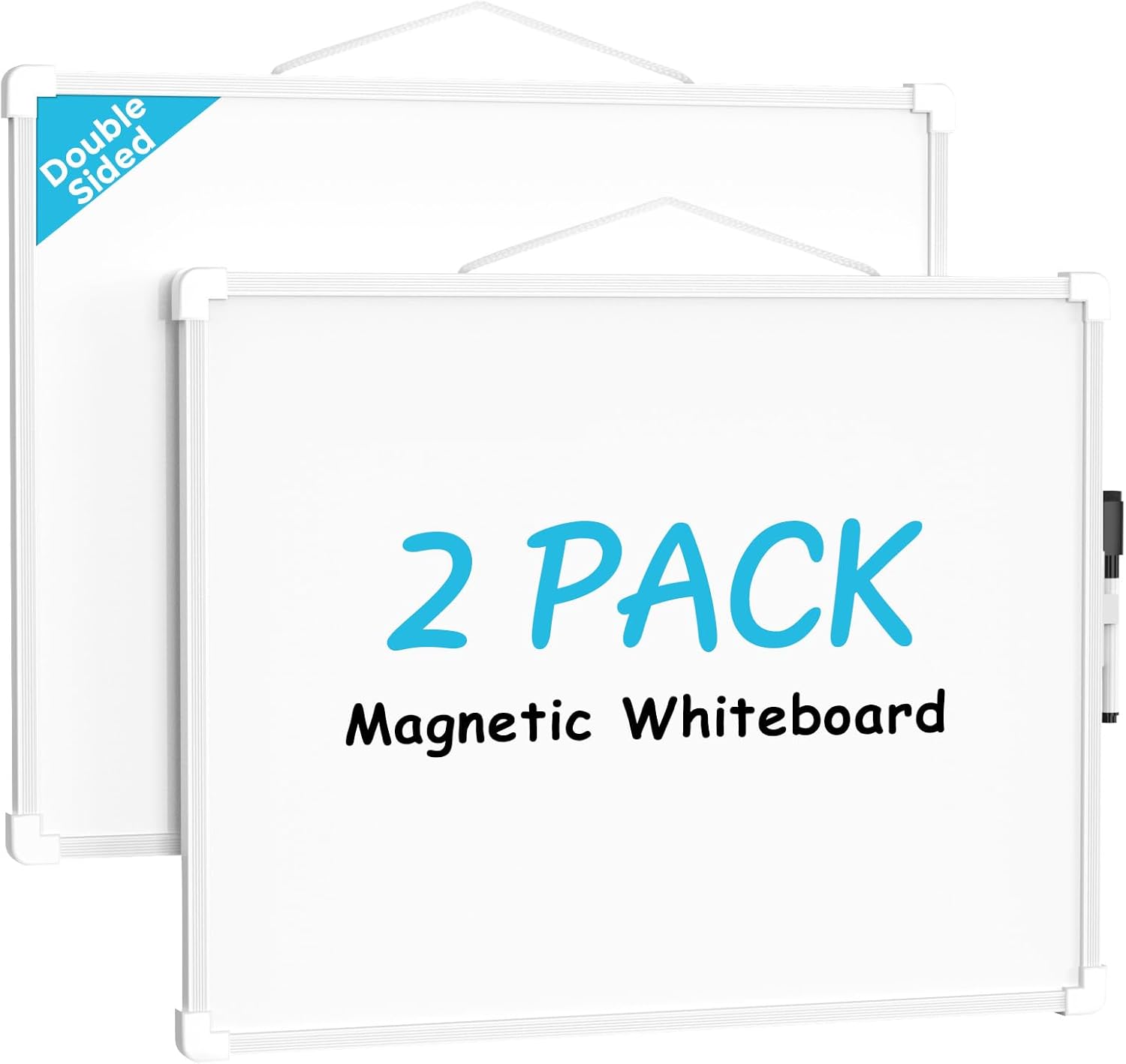 MaxGear Monthly Calendar Dry Erase Board for Wall, 16"x12" Small Hanging Double-Sided White Board, Portable Whiteboard for Planning, Drawing, Memo, to Do List, School, Home, Kitchen, Office