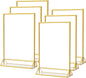 MaxGear 5x7 Gold Acrylic Sign Holder 12 Pack, Gold Table Number Holders, Mini Frames Double Sided Acrylic Picture Frames Photo Stand, Clear Menu Flyer Stand for Wedding, Home, Restaurant