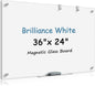 MaxGear Glass White Boards 48x36 Inches, Wall Mounted Magnetic Glass Dry Erase Board Black, Large Frameless Whiteboard with 1 Eraser,3 Markers and 6 Magnets for Office, School, Home