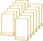 MaxGear 5x7 Gold Acrylic Sign Holder 12 Pack, Gold Table Number Holders, Mini Frames Double Sided Acrylic Picture Frames Photo Stand, Clear Menu Flyer Stand for Wedding, Home, Restaurant