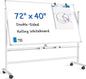MaxGear Premium Large Rolling Whiteboard on Wheels, 48" x 32" Double-Sided Magnetic Dry Erase Board with Stand, Reversible Mobile Whiteboard with Aluminium Frame and Stand for Office, School