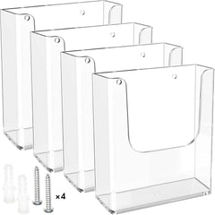 MaxGear Brochure Holder 8.5x11 inch Acrylic Literature Display Stand Clear Plastic Flyer Holder Wall Mount or Countertop Use for Pamphlets, Booklets, 4 Pack