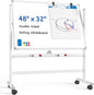 MaxGear Premium Large Rolling Whiteboard on Wheels, 48" x 32" Double-Sided Magnetic Dry Erase Board with Stand, Reversible Mobile Whiteboard with Aluminium Frame and Stand for Office, School