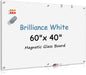 MaxGear Magnetic Glass Dry Erase White Board 60" x 40", Wall Mounted Glass Dry Erase Board, Large Frameless Whiteboard with 1 Eraser, 3 Markers and 6 Magnets for Office, School, Home