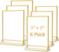 MaxGear 5x7 Gold Acrylic Sign Holder 12 Pack, Gold Table Number Holders, Mini Frames Double Sided Acrylic Picture Frames Photo Stand, Clear Menu Flyer Stand for Wedding, Home, Restaurant