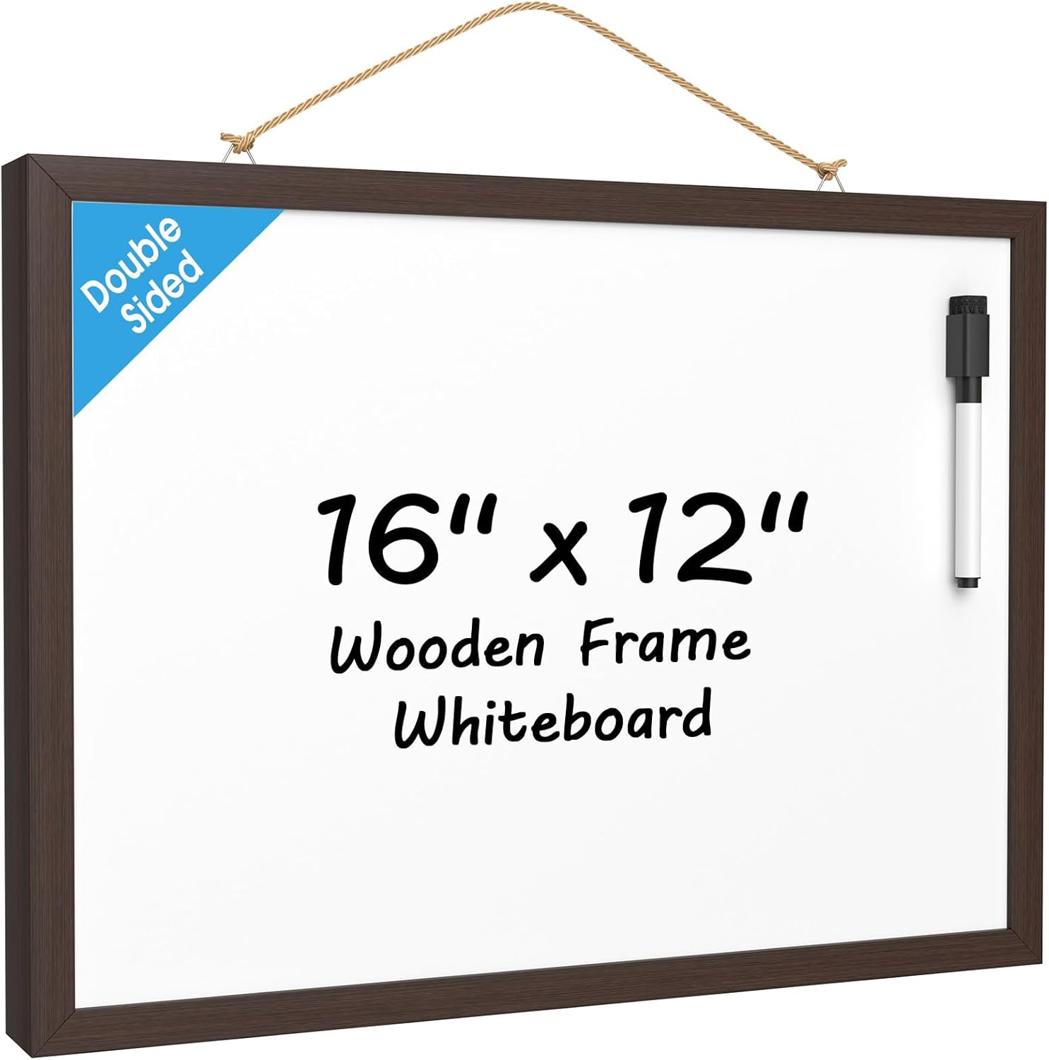 MaxGear Small White Board 11"x14" Double-Sided Dry Erase Board for Wall Magnetic Hanging Whiteboard Vintage Wooden Framed for School Room Office