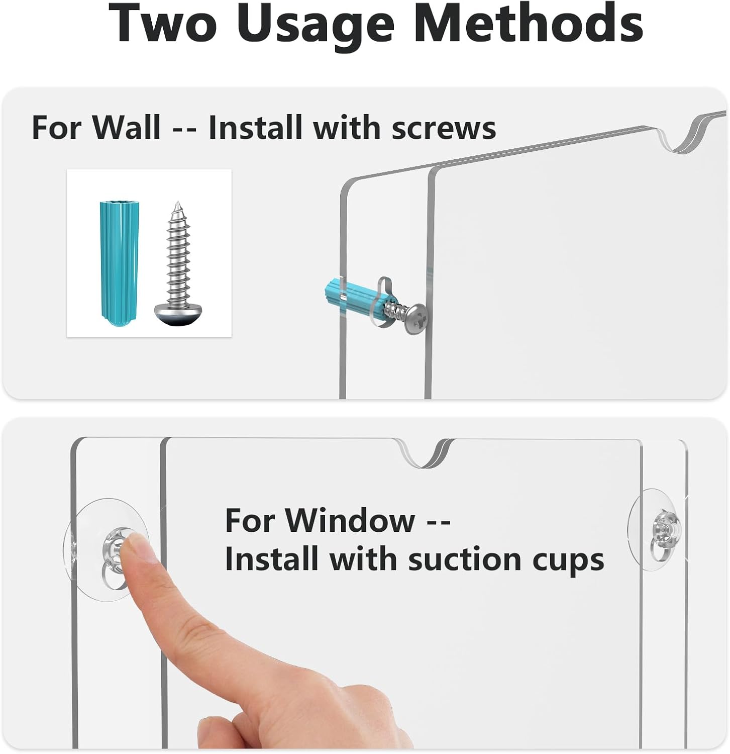 MaxGear Acrylic Sign Holder 8.5x11" with Suction Cup and Screws for Windows and Walls, Clear Plastic Window Glass Door Wall Mount Sign Holder Picture Frame for Flyer Poster Document Paper, 6 Pack