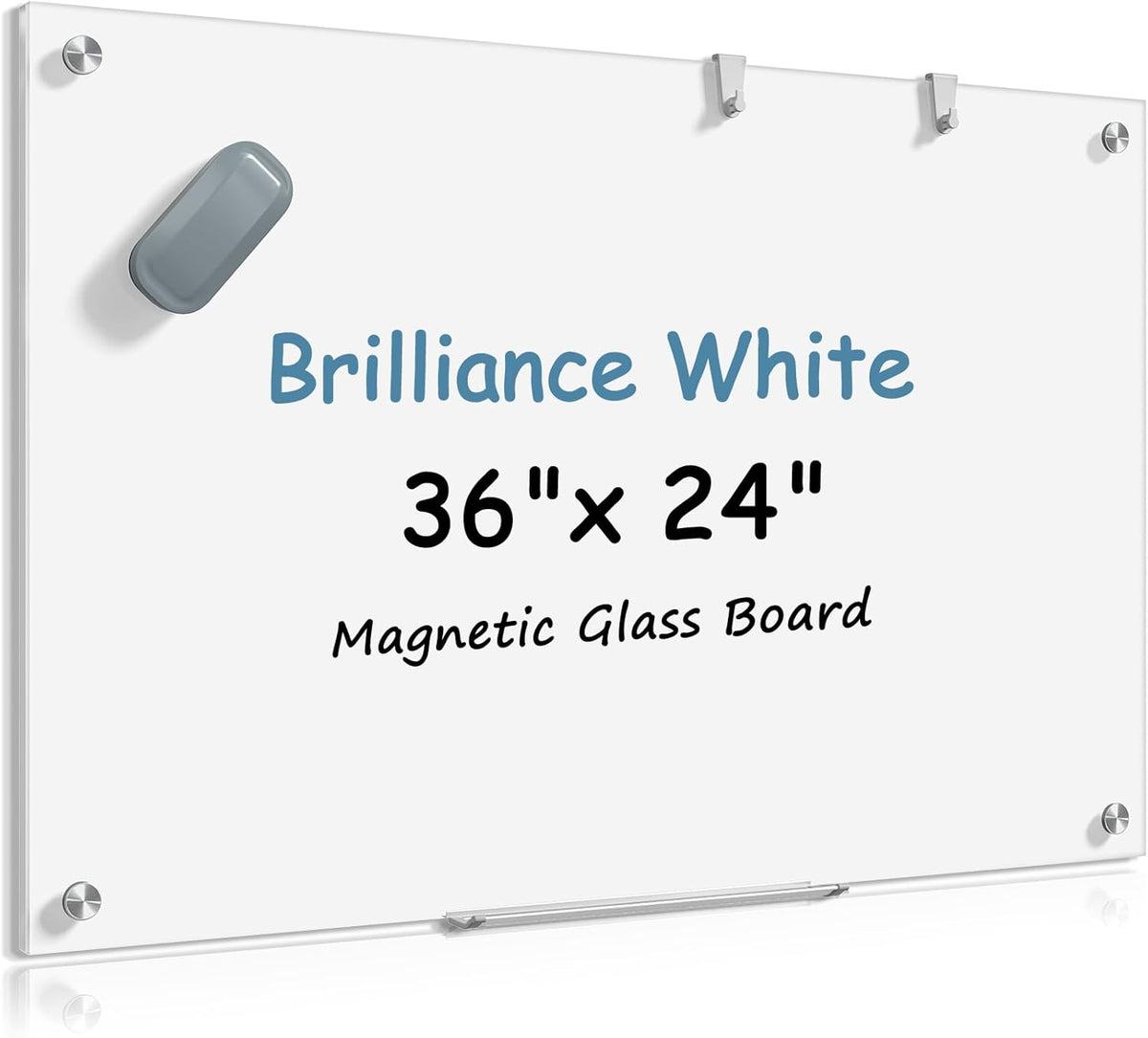 MaxGear Magnetic Glass Dry Erase White Board 60" x 40", Wall Mounted Glass Dry Erase Board, Large Frameless Whiteboard with 1 Eraser, 3 Markers and 6 Magnets for Office, School, Home