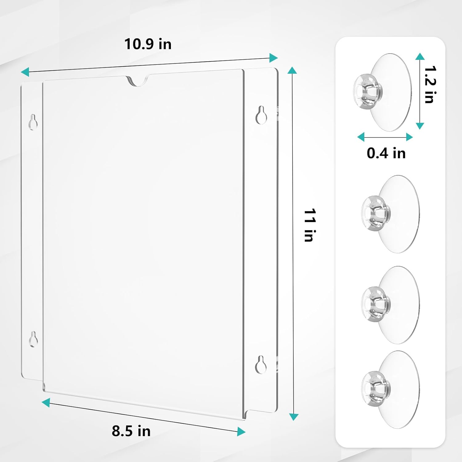 MaxGear Acrylic Sign Holder 8.5x11" with Suction Cup and Screws for Windows and Walls, Clear Plastic Window Glass Door Wall Mount Sign Holder Picture Frame for Flyer Poster Document Paper, 6 Pack