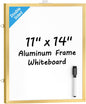 MaxGear Dry Erase Board for Wall, Gold Aluminum Frame, 16" x 12" Small Hanging White Board with a Black Marker, Portable Small Double Sided Whiteboard for Planning, Drawing, Memo, to Do List